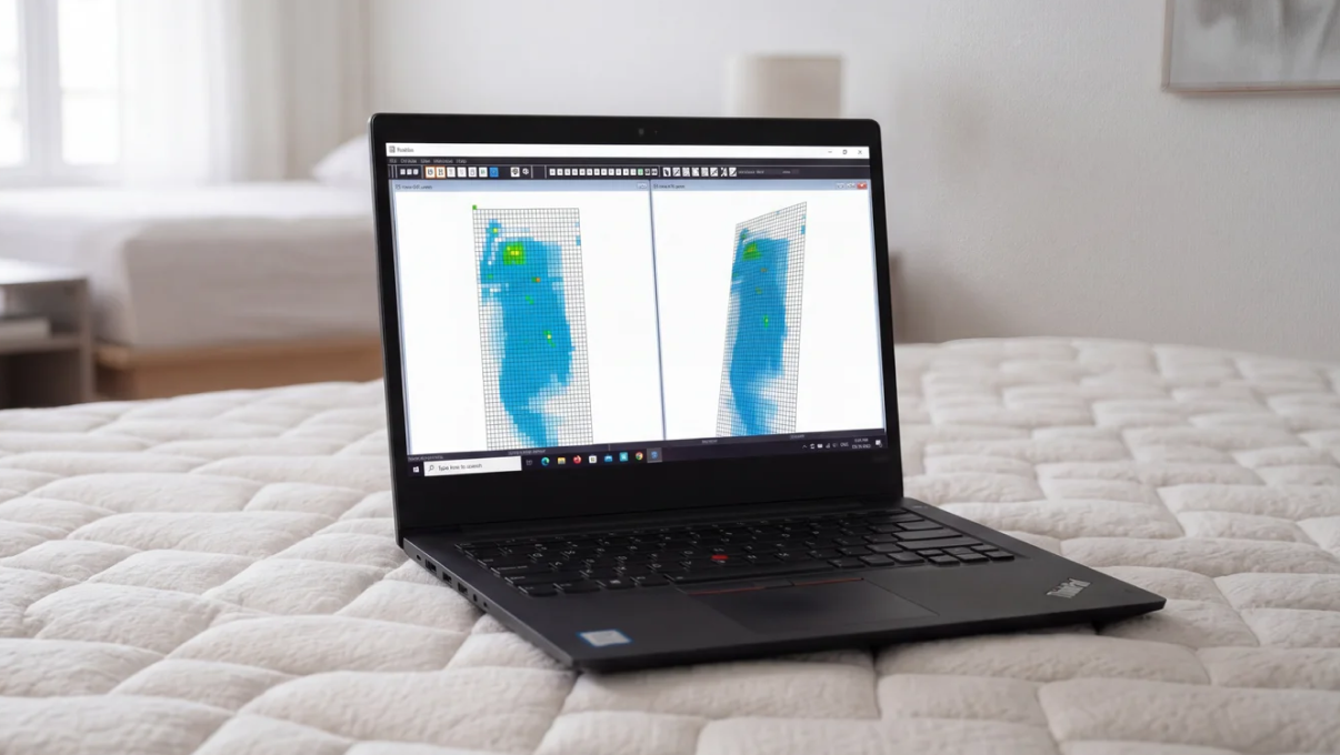 Laptop showing mattress pressure map data